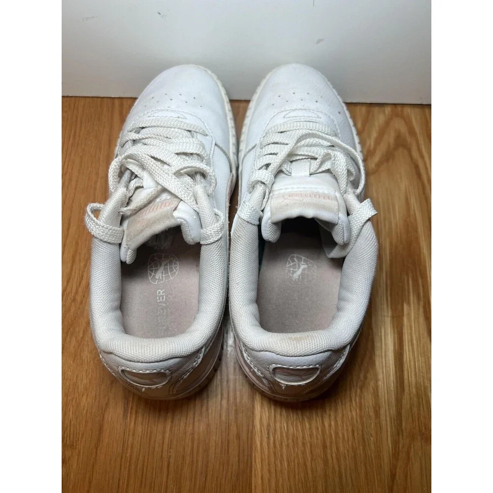PUMA Carina Shoes Youth Size 4 White Pink Low Top Casual SoftFoam 386185-09